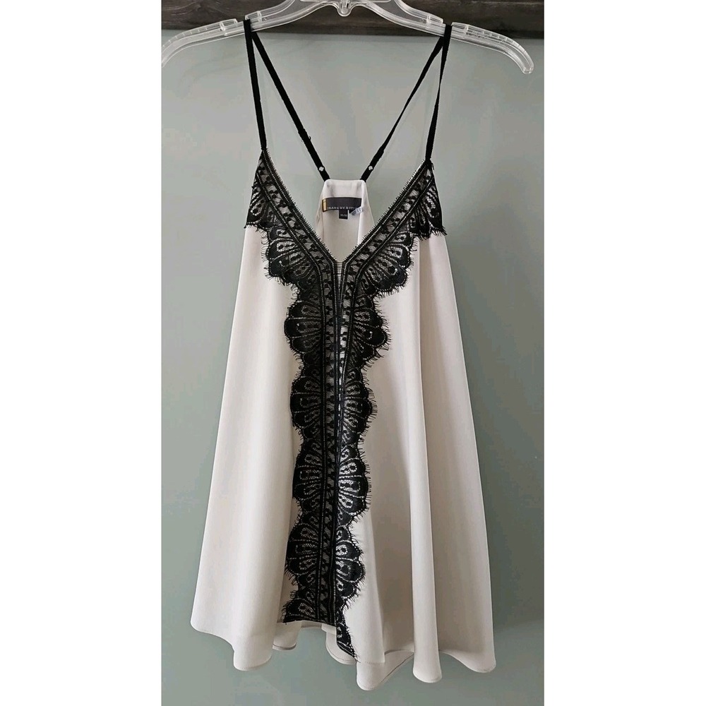 I Jeans by Buffalo Women's White Black Lace Lined Adjustable Strap Top Medium